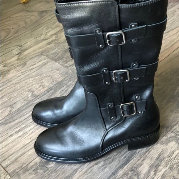 new
Aquatalia Brennen Black Leather Moto Boots - Picture 2 of 6